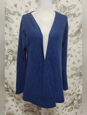 The Griffen Cashmere Blue 100% Cashmere Knit Open Front Cardigan Sweater M